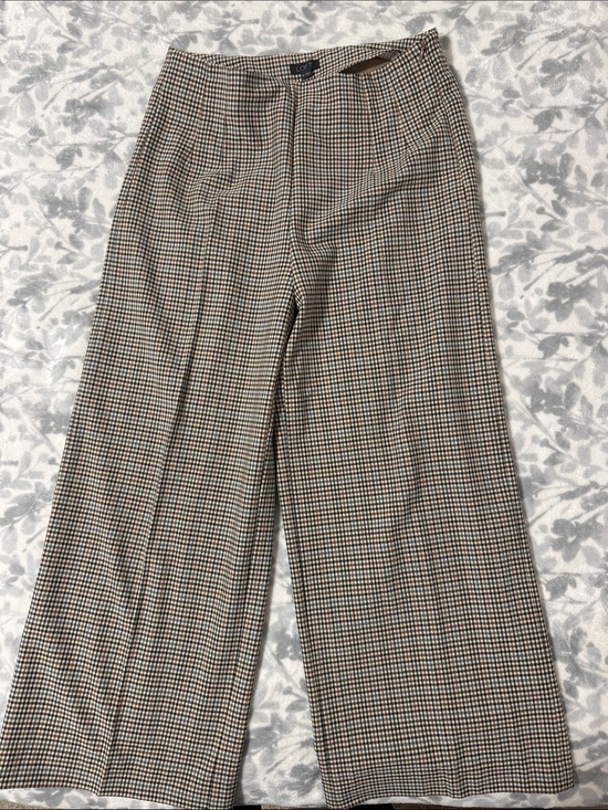 LOFT Pants - LOFT Checked Wide-Leg Trousers in Brown and Black